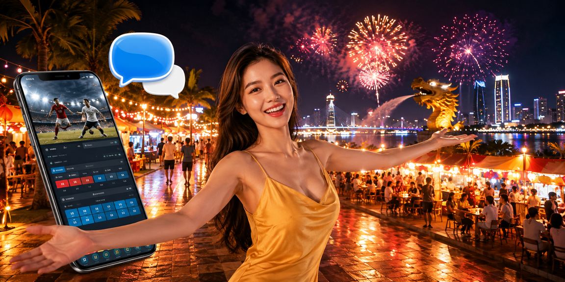 Không khí xem bóng đá và cá cược thể thao sôi động tại chợ đêm Đà Nẵng về buổi tối